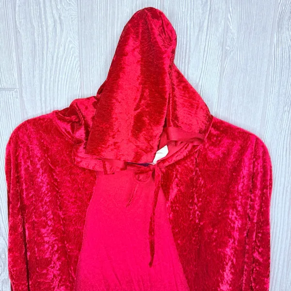 Red crushed velvet cape little red riding hood Halloween costume cosplay hooded - Image 3