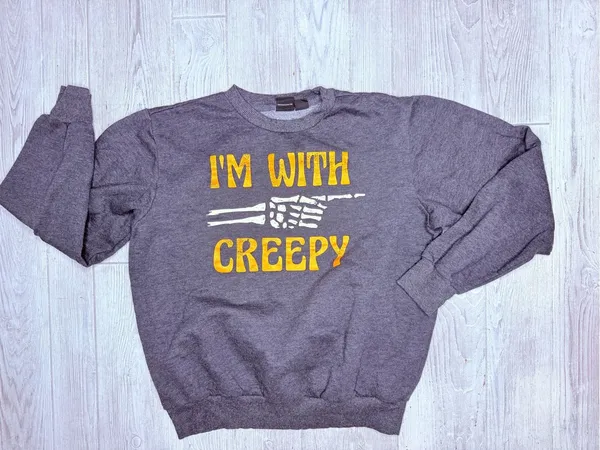 Mad engine I’m with creepy long sleeve sweater sweatshirt xl shirt Halloween - Image 2