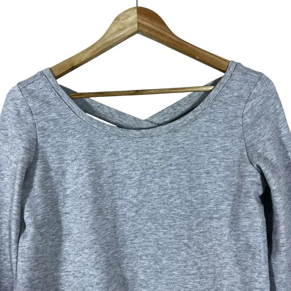 Aerie Crisscross V-Back Heathered Sweatshirt Grey Balletcore Long Sleeve Size S - Image 2