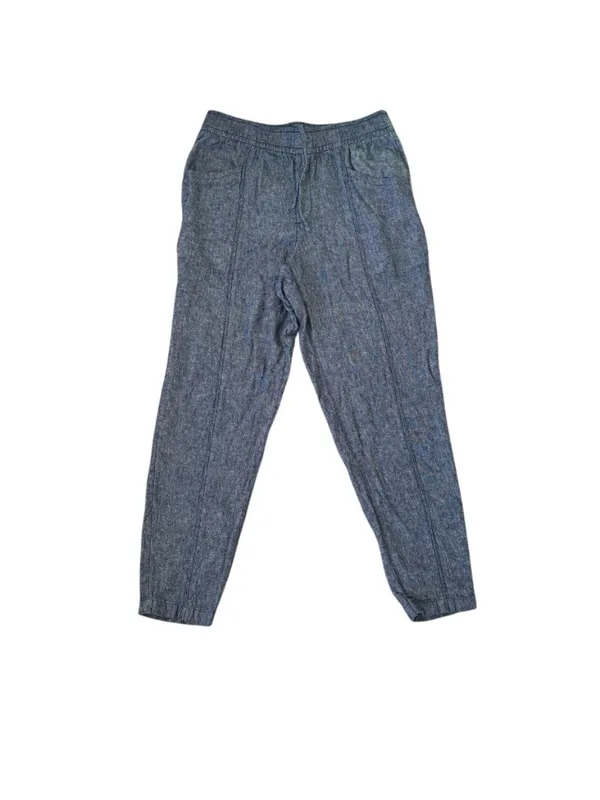 Old Navy women's straight taper high rise blue elastic waist pants size small - Image 2