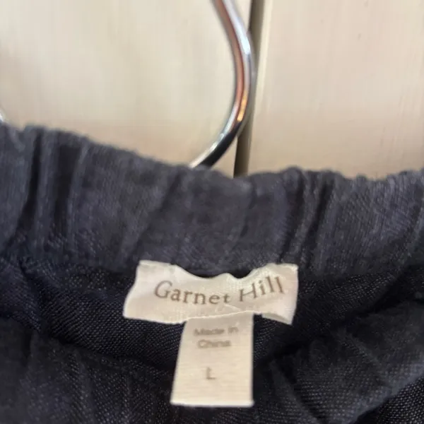 Garnet Hill Essential 100% Linen Pull On Denim Mini Skirt Pocket Chambray Size L - Image 5
