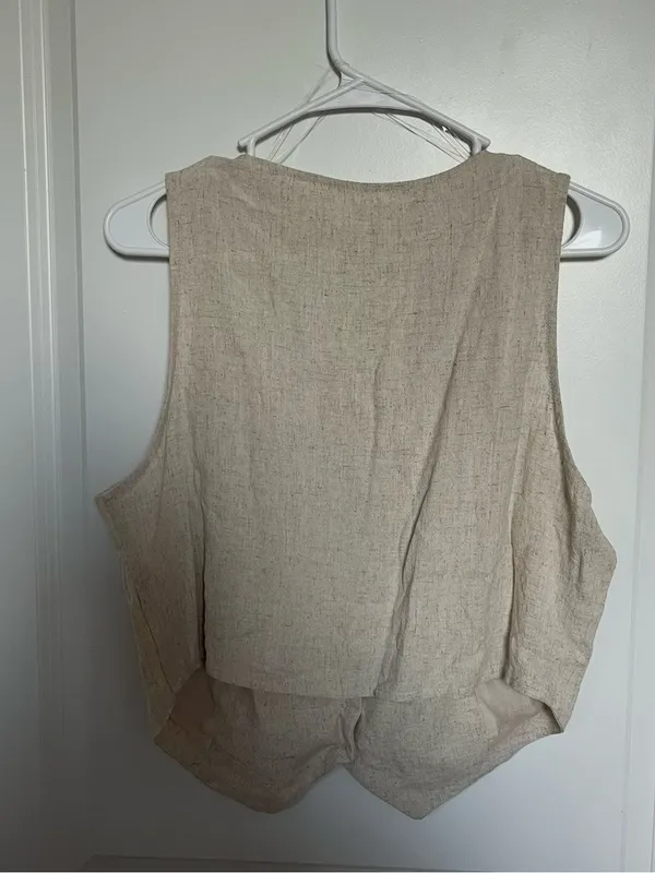 NEW Altar’d State Ivory Linen Blend Button Vest Top Size XXL NWT - Image 5