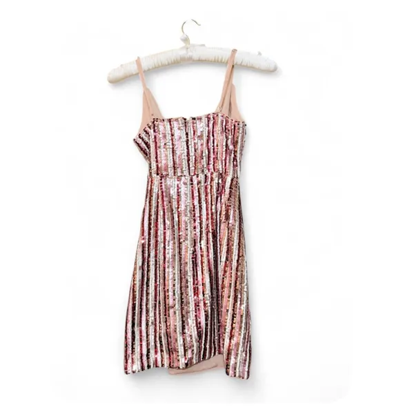 BcbgMaxAzria Sleeveless Bare Pink Combo Sequence Faux Wrap Mini Dress Size 2 - Image 13