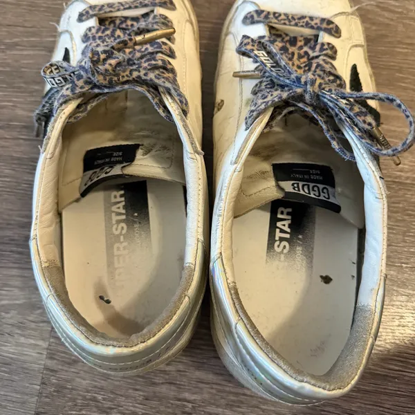 Golden Goose Superstar Mirror Heel with Black Star and Cheetah Laces - Image 7