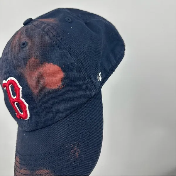 Boston Red Sox Custom Bleach Splatter Dad Hat Size XL - Image 2