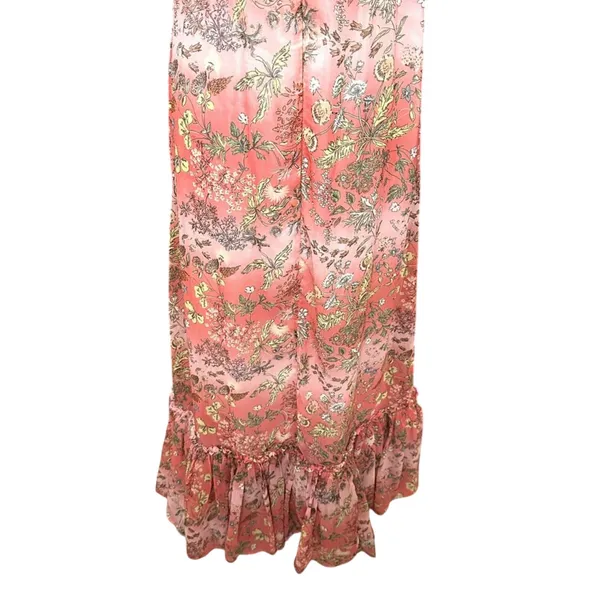 By TiMo Smocked Maxi Dress Floral Chiffon Ruffle Thin Straps Orange Medium NWOT - Image 8