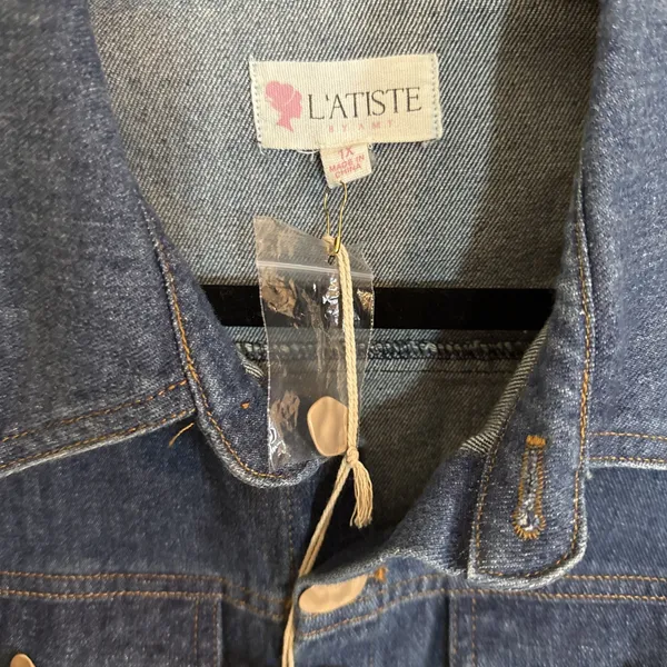 L'atiste By Amy Puff Sleeve Button Up Denim Dress Size 1X NWT - Image 2