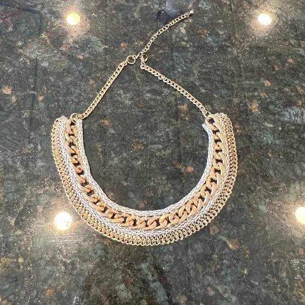 Vintage 90s statement‎ necklace Gold - Image 5