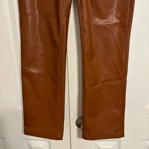 Abercrombie & Fitch The 90's Straight Ultra High Rise Faux Leather Pants - Image 7