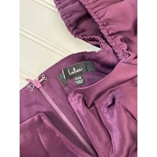 NWOT Lulus Flawless Forever Dark Purple Satin Pleated Midi Dress Size XXS - Image 6