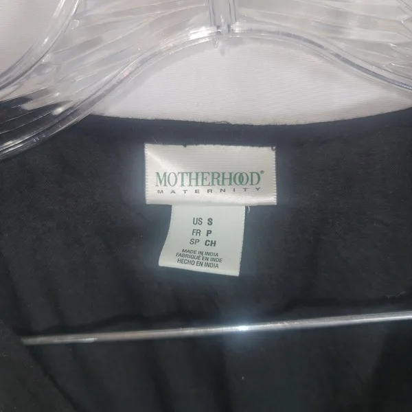 Motherhood Maternity Cap Sleeve Top Blouse Black w/ White Embroidery Size S - Image 4