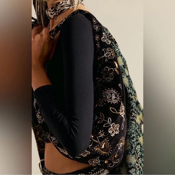 Free People Nashville Nights Beaded Bag// Black NWT $98 - Image 2