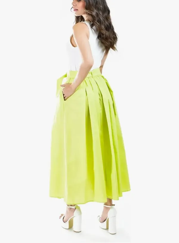 High waist pleated midi skirt with belt size M - Image 3