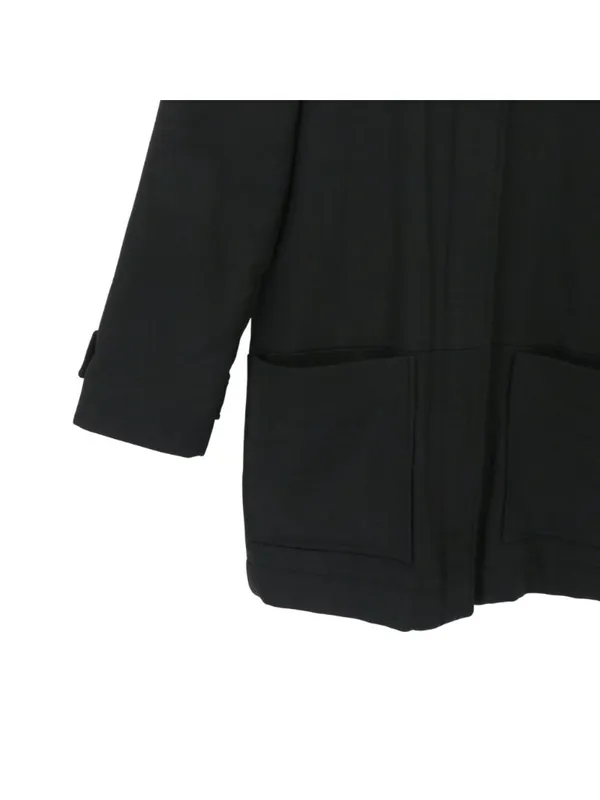 Lacoste Black Hooded Wool Blend Trench Coat Quilted Jacket 36 US 4 - Image 2
