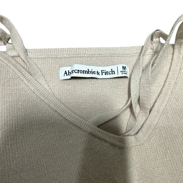 Abercrombie & Fitch Cream Knit Crop Shirt - Image 3