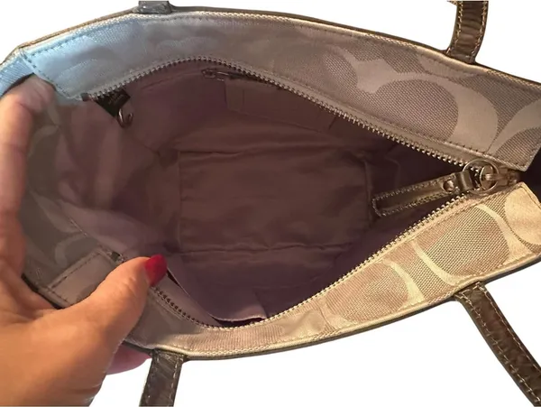 Coach Signature Canvas Tote Gray Silver Stripe M0849-13280 - Image 2