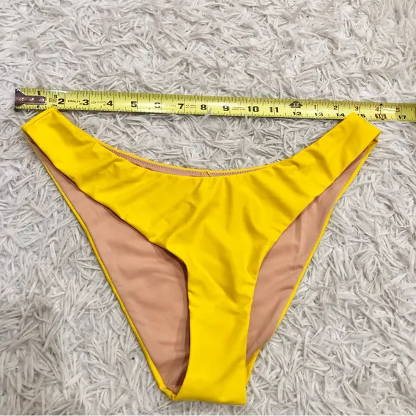 J‎ Crew Curved Waist Cheeky Bikini Bottom Yellow Size Medium - Image 7