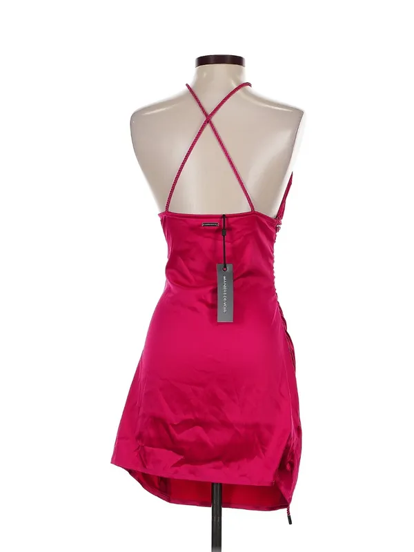 Manière De Voir Hot Pink Halter Ruched Mini Dress - Image 2