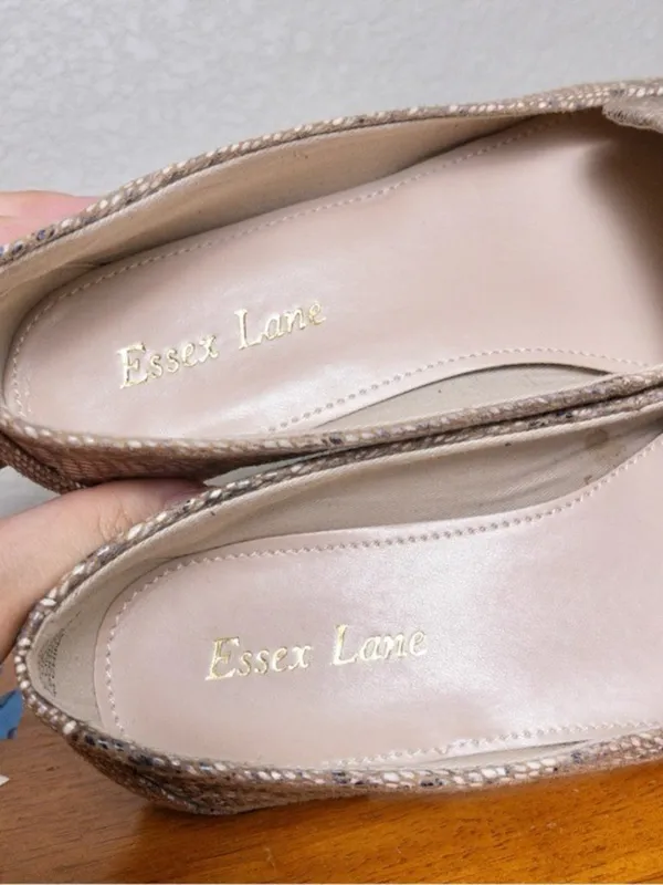 NWT Essex Lane Aleanor Pointed Toe Flat 6 Tan Multi Snake Faux Leather - Image 7