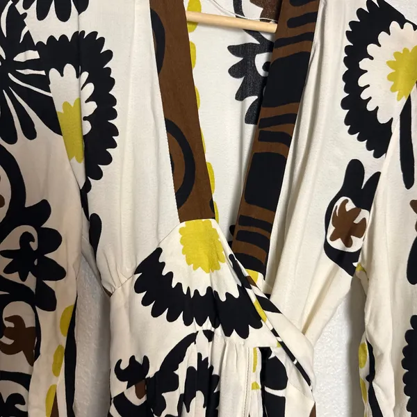 Zara White Floral Print Boho Blogger Favorite Resortwear Wrap Maxi Dress XS - Image 12