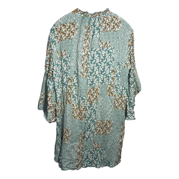 Umgee USA Patchwork Boho Dress‎ S Mixed Print Floral Ruffle Sleeve Shift - Image 2