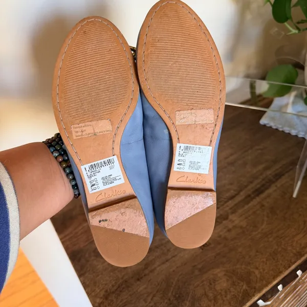 Clarks Grace Lily Ballet Flats Womens 6M Blue Leather Classic Bow Professional - Image 7