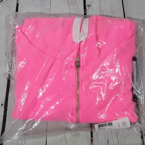 SOUL Cropped Zip‎ Up Hoodie Bright Pink Athletic Casual Womens Size S - Image 13