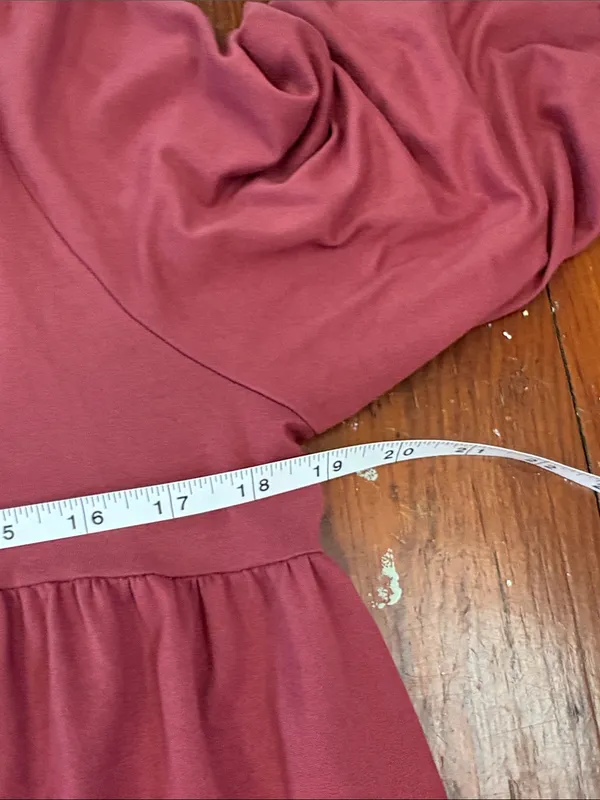 entro Rust Red V-Neck Long Sleeve Tiered Dress Size Medium - Image 4