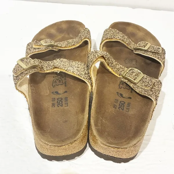 Birkenstock Birkis Beaded Glitter Sequin Gold Sandals Womens Size 8 - Image 5