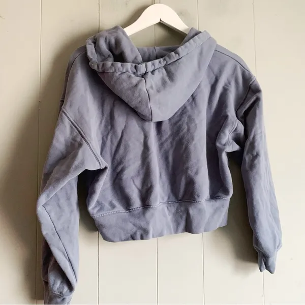 AMERICAN EAGLE OUTFITTERS SemiCrop Hooded Sweatshirt Light Blue M - Image 2