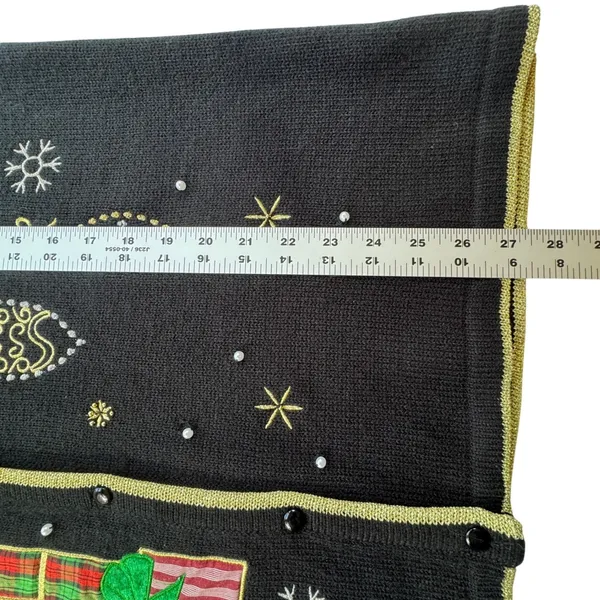 Holiday Time Christmas Sweater Vest Womens 2X 20 Black Gold Embroidered‎ Beaded - Image 8