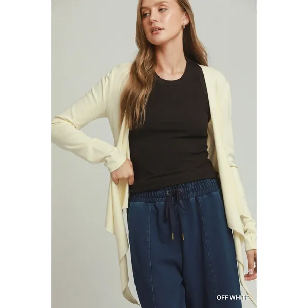 Umgee Cotton Viscose Long Sleeve Wrap Cardigan - Off white - Large - Image 4