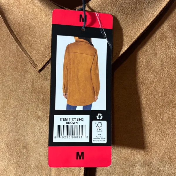 Well Worn NWT Women's Size M Brown Faux Suede Shirt-Jacket Shacket Button-Up - Image 8
