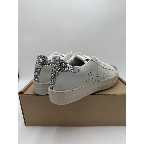 P448 S24Thea Women's Sneakers US Size 6.5 / EU Size 37 White/Silver Glitter New - Image 4