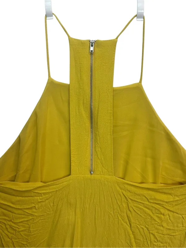 Forever 21 Contemporary Mustard Yellow Racerback Side Slit Mini Dress Size L - Image 6