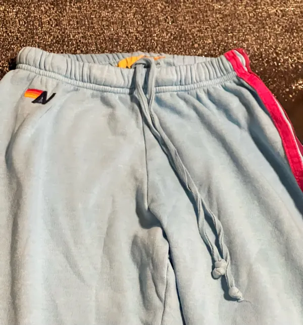 Womens small Aviator Nation 5-Stripe Sweatpants– Sky Blue - Image 5