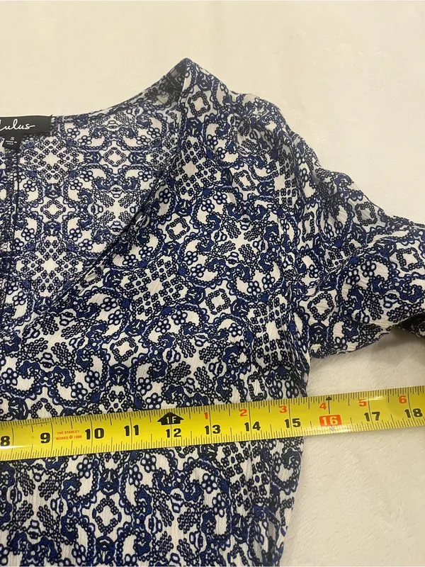Lulus Blue & White Tile Print Maxi Dress - Small - Image 5