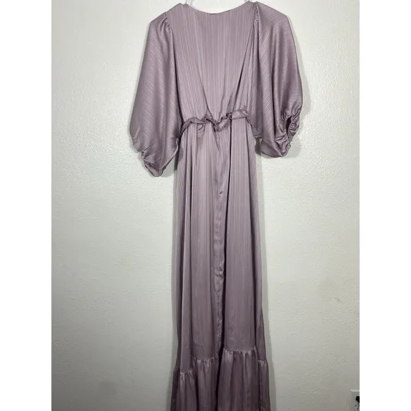 Vanilla Bay maternity long lilac V-neck pleated dress, size S - Image 7