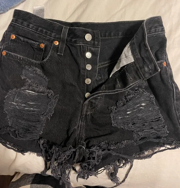 Levi's Black 501 Jean shorts - Image 2