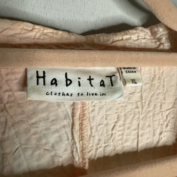Habitat Clothes To Live In XL Peach Crinkle Textured Button Front Top Lagenlook - Image 5