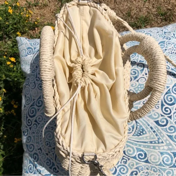 NEW Straw Purse bag Tan - Image 5