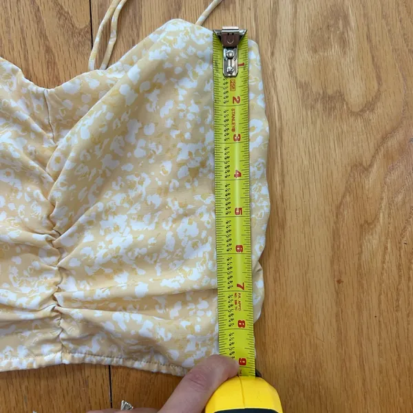 Abercrombie & Fitch Yellow and White Floral Ruched Front Womens Tank Top Size XS - Image 8