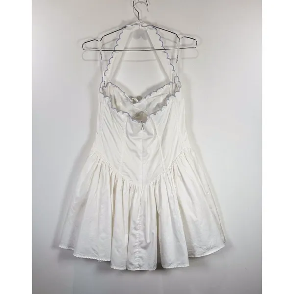For Love & Lemons Mini Dress White Tea Time Poplin Bustier Basque Waist Medium - Image 3