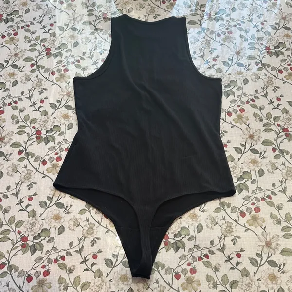 Abercrombie & Fitch Classic Black thong Bodysuit tank ribbed soft A&F collection - Image 3
