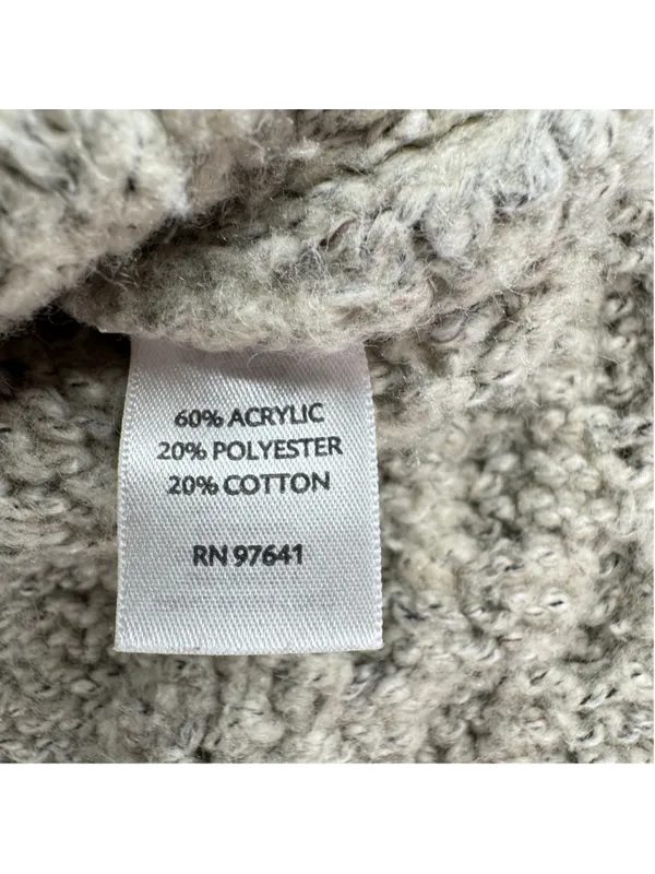 J Jill Tan Cable Knit Cardigan Sweater Zip Front Cottagecore Fisherman Sz Medium - Image 9