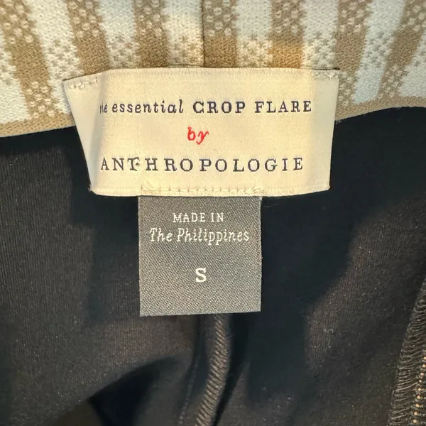 Anthropologie Essential Cropped Flare Boho Stretch Classic Viscose Gold Seam S - Image 6