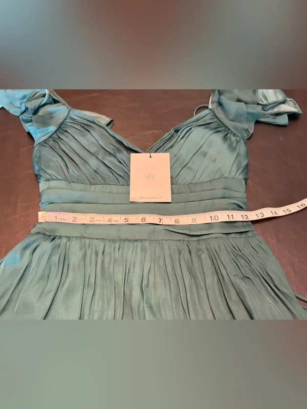 Hello Molly Forest Green Ruffle Wrap Mini Dress NWT size 4 Homecoming - Image 12