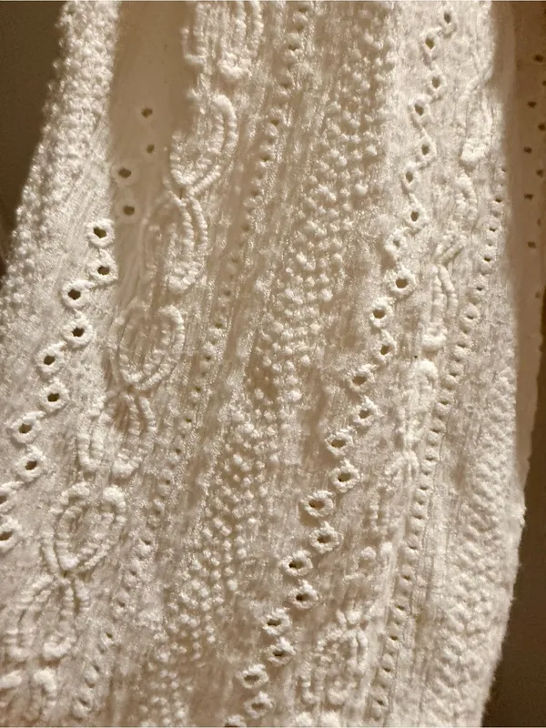 DAVI & DANI Ivory Knit Sweater with Eyelet Lace Balloon Sleeves - Image 3