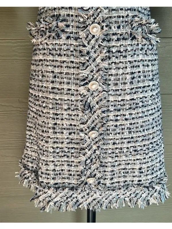 Loveholic Tweed Dress with Fringe Detail - No Size Tag! - Image 4