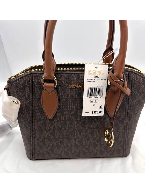 Michael Kors Brown Medium Satchel Gold Hardware & Dual Handles - Image 3